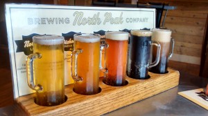Flight of beers from North Peak Brewery in downtown Traverse City